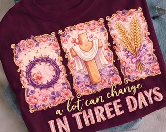 A Lot Can Happen in Three Days PNG, Christian Cottagecore, The Lord Is My Shepherd, Bible Verse, Faith PNG, Religious Art, Digital Download