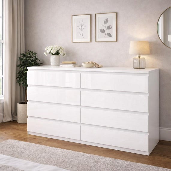 Rustic Wooden Dresser for Bedroom Storage | Wide Drawer Chest Organizer | Minimalist Home Furniture