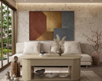 Mesa de centro ovalada de 47" con tapa elevable, mesa de centro moderna grande de madera, muebles de almacenamiento estriados