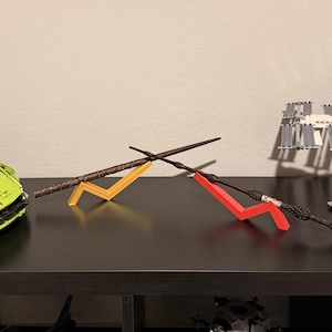 Wizard Wand Display Stand - Lightning-Inspired Design - 3D printed - Multiple colors - Fits popular Wand Styles