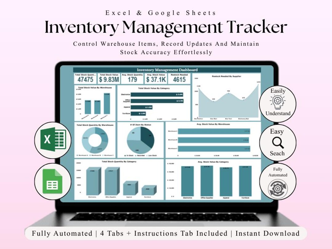 Inventory Tracker for Small Business | Automated Google Sheets & Excel ...