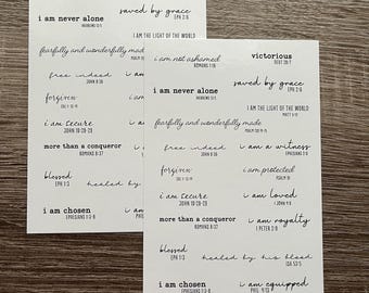 Bible Verse Minimalist Temporary Tattoos | 18 Inspirational Tattoos | Christian Affirmations | I Am Statements | Faith-Based Body Art