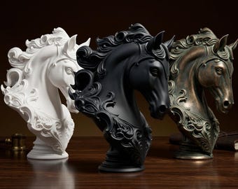 Horse Head Bust 3D Printable STL | Elegant Animal Sculpture | Decorative Statue Model | Digital Download