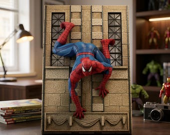 Spider-Man Wall Crawler Statue STL | 3D Print Model | Superhero Display Figure | Resin and FDM Printable | Digital Download
