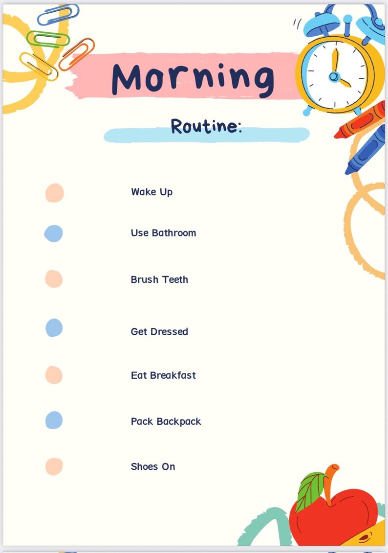 Preschool Morning & Evening Routine Chart Printable | Daily Visual ...