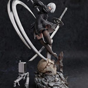 2B STL | Android Battle Maid 3D Printable Figure | Nier Automata Fan Art Resin Model