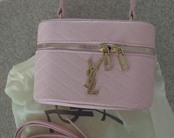 YSL Beaute Pastel pink GWP Vanity Case with adjustable strap EUC