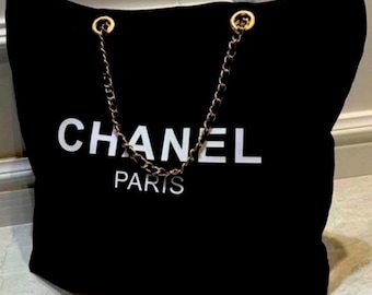 Chanel GWP large canvas tote bag with gold woven strap