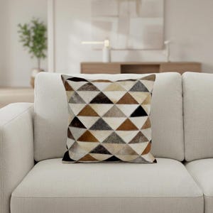Harlequin Cowhide Patchwork Pillow Case–Multi Hair-On Leather Cushion