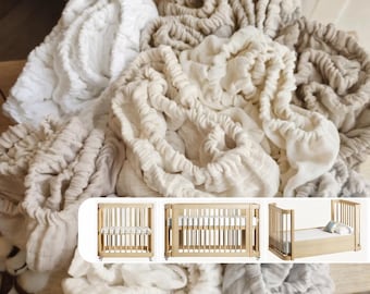 Sábanas de muselina para cunas Nestig - Algodón orgánico ajustable para cuna Wave Cloud Full