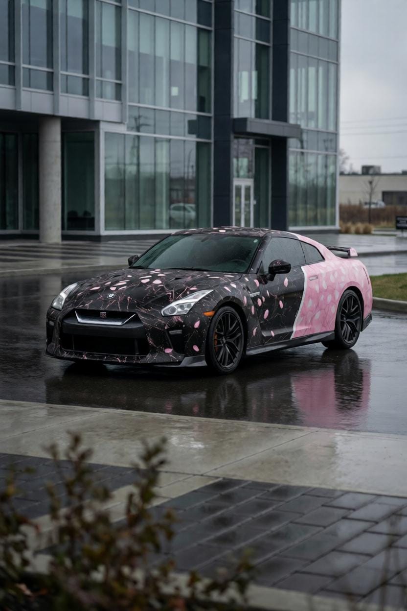 Midnight Sakura – Black & Pink JDM Wrap Design | Car Livery (4K