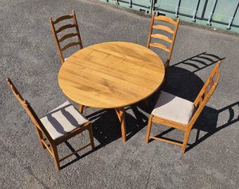 Vintage Ercol Drop Leaf Dining Table & 4 Ladderback chairs Set Free Delivery