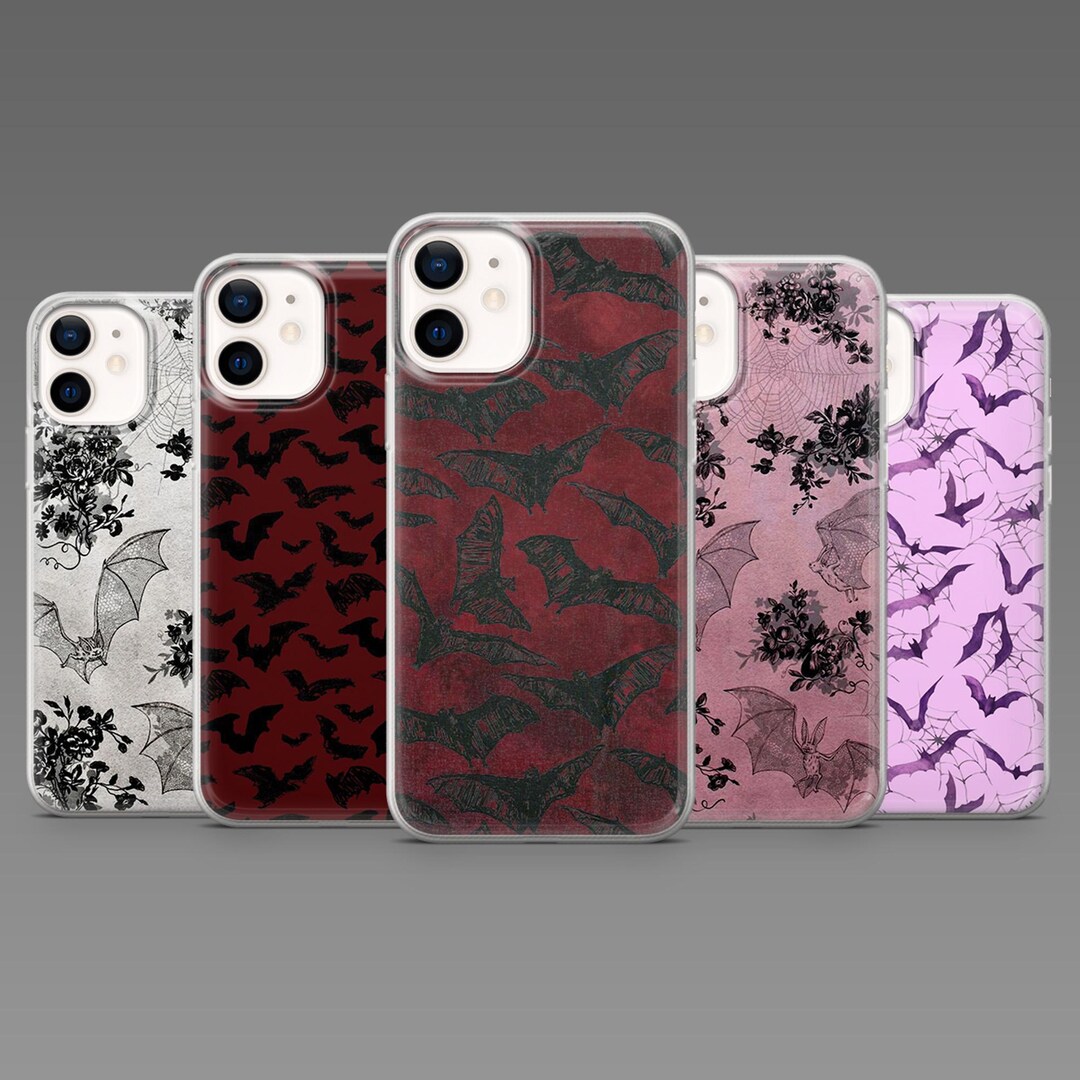 Bat Phone Case Bats Gothic Cover for iPhone 17pro, 16, 15, 14, 13, 12 ...