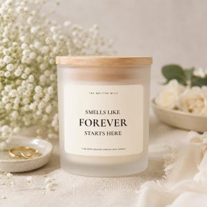 Bougie « L'éternité commence ici », cadeau de fiançailles, cadeau pour enterrement de vie de jeune fille, bougie pour jeunes fiancés, bougie de mariage, future épouse
