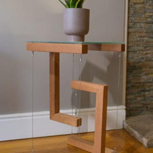 Tensegrity Table, Floating Table, Solid Mahogany with Glass Top.