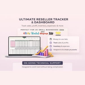 2026 Ultimate Easy Reseller Spreadsheet for tracking Sales, Inventory, Profit, Expenses and lots more! Vinted Ebay Depop Tilt