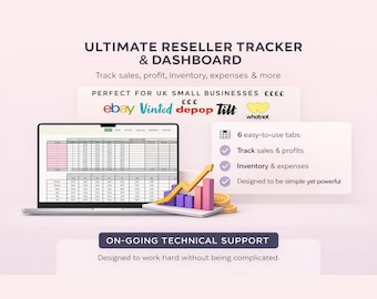 2026 Ultimate Easy Reseller Spreadsheet for tracking Sales, Inventory, Profit, Expenses and lots more! Vinted Ebay Depop Tilt