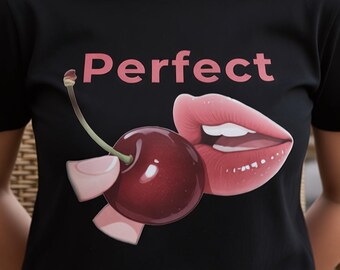 Perfect Cherry Aesthetic T Shirt, Minimal Fruit Graphic Tee, Cute Soft Girl Shirt, Y2K Style Lips Cherry Top, Subtle Aesthetic Outfit