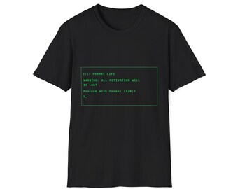 Retro DOS Command T Shirt | Format Life Funny Programmer Tee | Coding Humor Gift