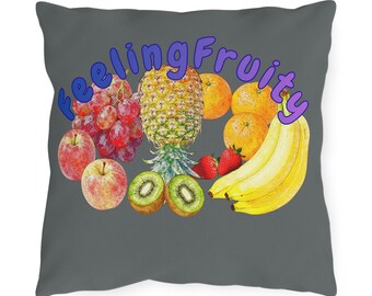 Feelin Fruity Outdoor Pillow, Pineapple Cushion, Vanlife Camping Decor, Water Resistant Throw Pillow