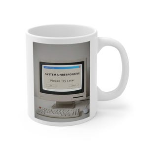 Tazza "Sistema non risponde" / Tazza da caffè con umorismo retrò sugli errori del computer / Regalo per ufficio tecnologico