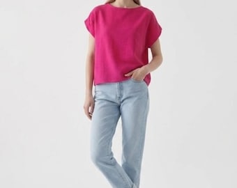 Fuchsia linen T-shirt