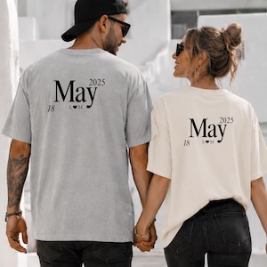 Geschenk für Paare, Personalisiertes T-Shirt Set mit Initialen und Datum, Partnerlook, sudadera con capucha de socio, sudadera de socio, camiseta de socio