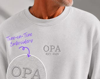 Opa EST. 2026 Embroidered Sweatshirt, personalized grandpa t-Shirt, opa shirt, dad shirt, gifts for grandpa, grandpa gifts, opa pullover