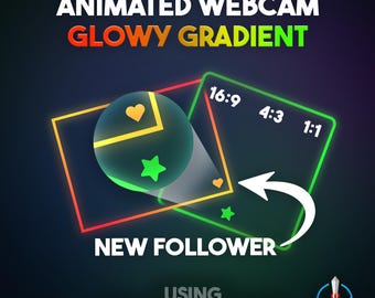 Animierte Farbverlauf Webcam Rahmen | Twitch Overlay | Reagiert auf Ereignisse mit animierten Farbverläufen, StreamElements OBS | 3 Größen