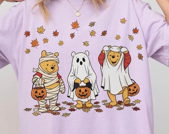 Vintage Pooh Spooky Seasion Comfort Colors® Shirt, Winnie The Pooh Halloween Party Tee, Disneyland Halloween Family Matching Trip Shirt