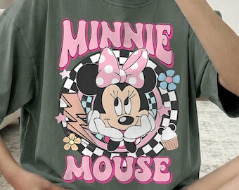 Retro Minnie Mouse Checkerboard Shirt, Disney Minnie T-Shirt, Comfort Colors Disney Girl Trip, Disney Magic Kingdom Shirt, Disney 2026