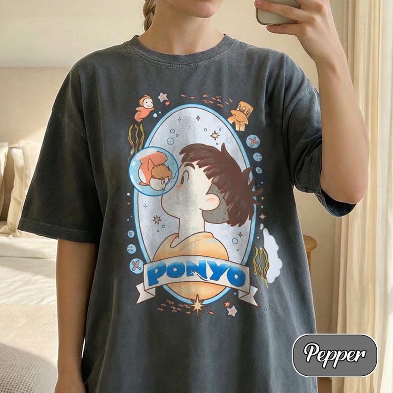 Ponyo Kiss Girls Comfort Colors® Shirt, Studio Ghibli Shirt, Sweatshirt, Hoodie, Y2K Graphic Tee image 3