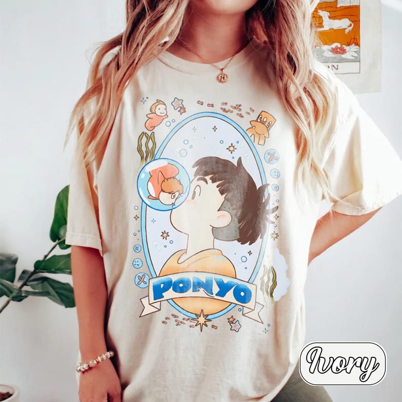 Ponyo Kiss Girls Comfort Colors® Shirt, Studio Ghibli Shirt, Sweatshirt, Hoodie, Y2K Graphic Tee image 2
