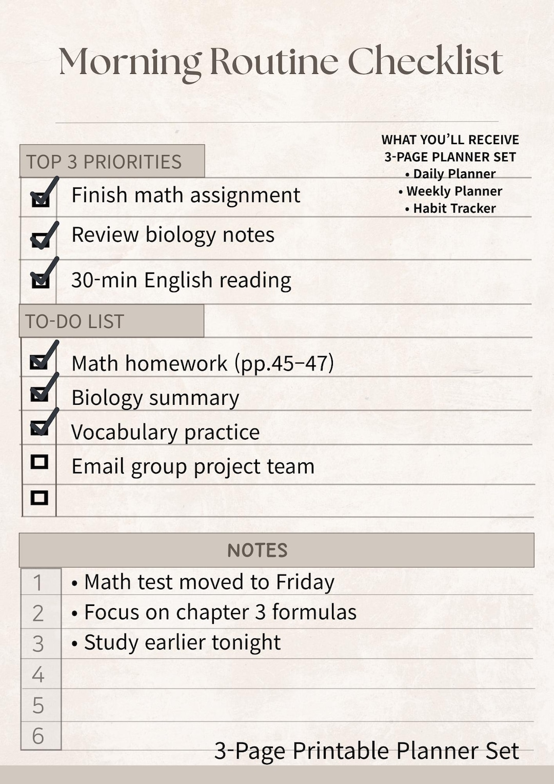 Free Pdf Morning Routine Morning Routine Checklist Printable | Minimal Morning Planner PDF ...