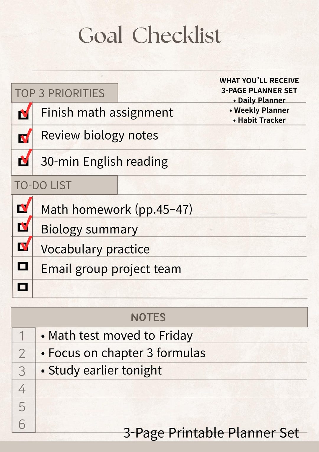 Setting Objective Checklist.pdf Goal Setting Checklist Printable | Minimal Goal Planner PDF - Etsy