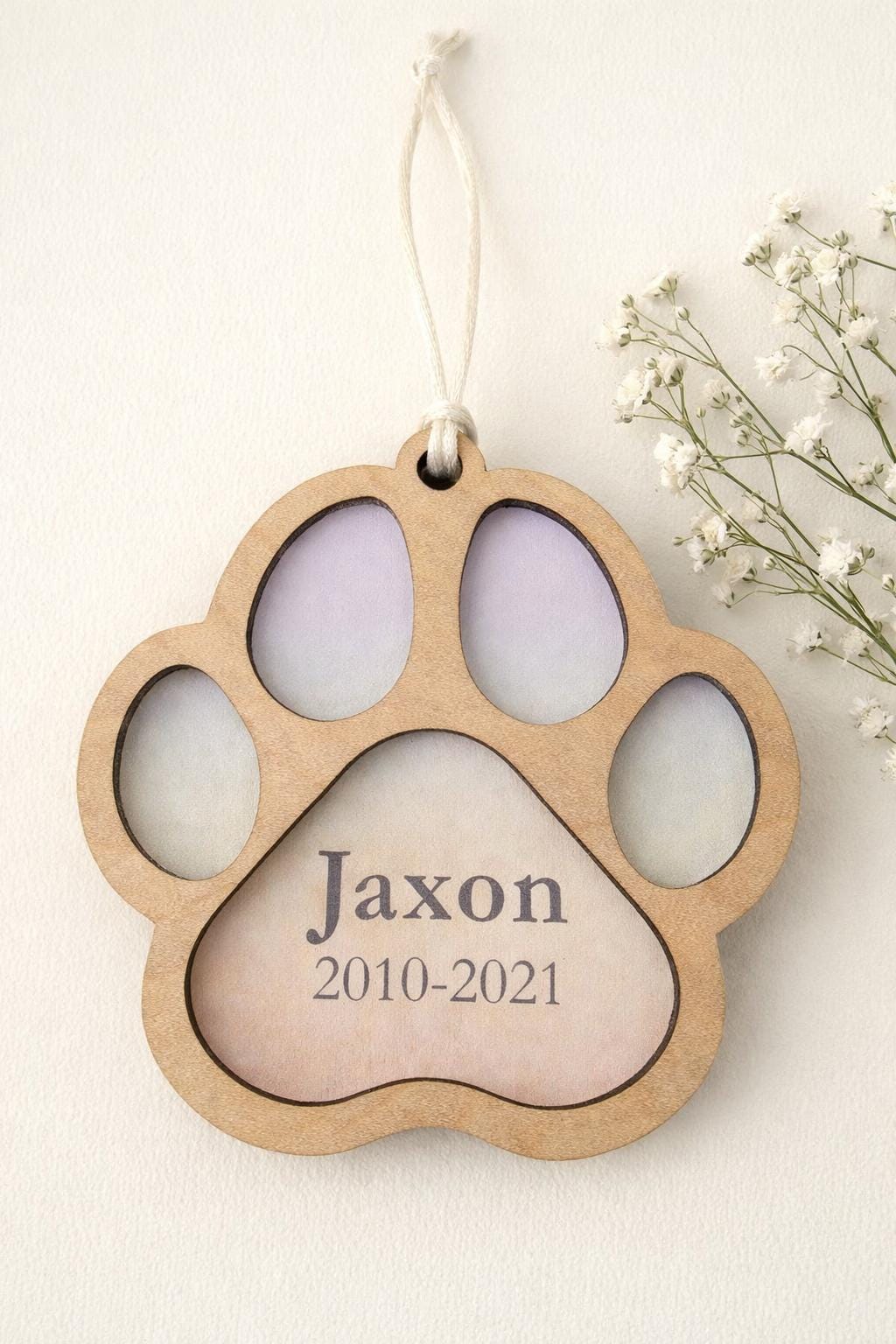 Personalized MDF Paw Print Memorial Ornament, Pet Loss Keepsake - Etsy