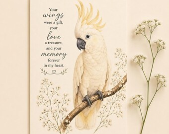 Cockatiel Sympathy Card, Bird Loss Card, Pet Memorial Card, Rainbow Bridge Card, Bird Bereavement Card, Cockatiel Memorial Gift