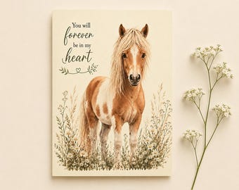 Horse Sympathy Card, Pony Memorial, Equine Loss, Watercolor Art, Keepsake Remembrance