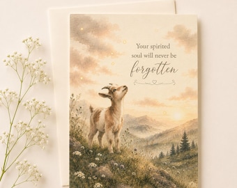 Goat Memorial Card | Watercolor Farm Animal Pet Loss Sympathy Remembrance