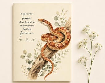 Corn Snake Memorial Card, Watercolor Pet Loss Sympathy, Reptile Bereavement Keepsake