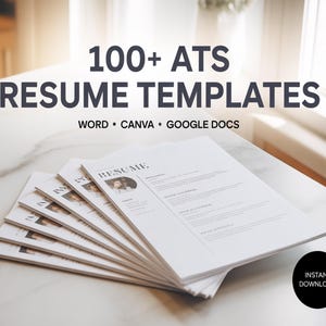 Paquete de plantillas de currículum vitae compatibles con ATS / Paquete de CV moderno para Word, Canva y Google Docs (Descarga digital)