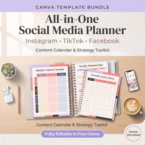 All-in-One Social Media Planner | Instagram, TikTok & Facebook Content Calendar