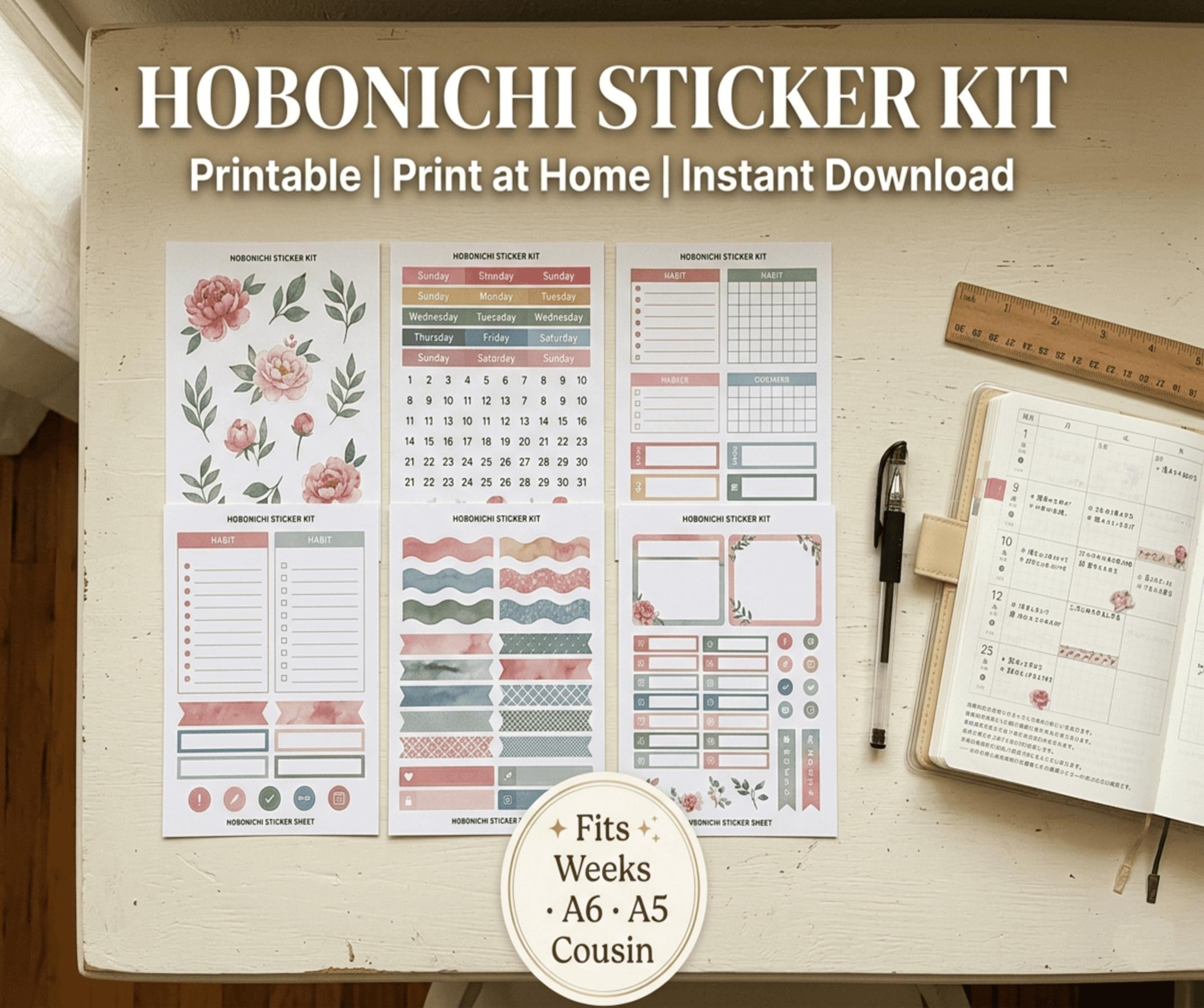 Hobonichi Sticker Kit | Printable Planner Sheets - Etsy