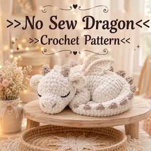 No-Sew Sleeping Dragon Crochet Pattern, Amigurumi PDF Tutorial, Beginner Friendly, Instant Download, DIY Plush Toy