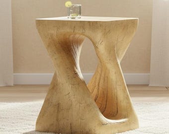 Mesa auxiliar hueca escultural, mesa auxiliar moderna con forma de reloj de arena
