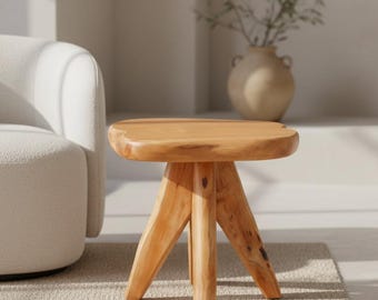 Mesa auxiliar de madera maciza, mueble decorativo escultural, soporte para plantas, para uso interior y exterior.