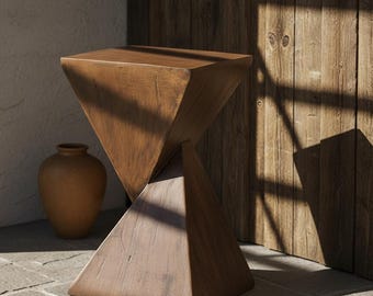 Mesa auxiliar en forma de Z, mesa auxiliar moderna de hormigón, taburete para patio exterior, mesita de noche portátil de imitación pizarra.