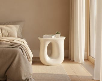 Mesa auxiliar moderna de terrazo sintético, soporte para plantas estilo hormigón