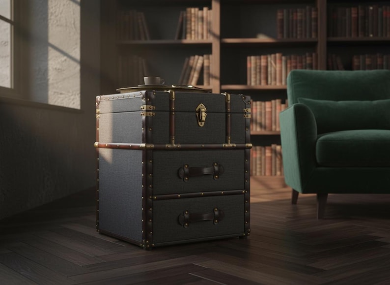 storage chest open showing interior space hinged lid detail