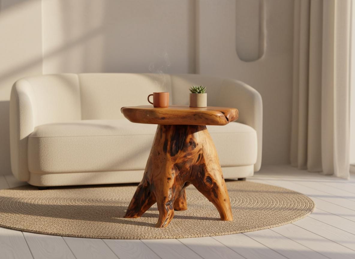 Natural Edge Fir Wood Stool | Rustic Tree Stump Side Table - Etsy